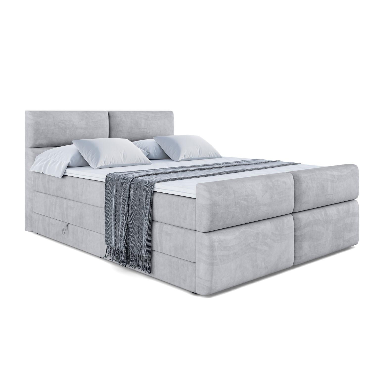 BOXSPRINGBETT BOXI3-Z KING - 140x200 - H3/H4 - Hellgrau - Hellgrau, Holzwerkstoff (140/200cm) - ALTDECOR