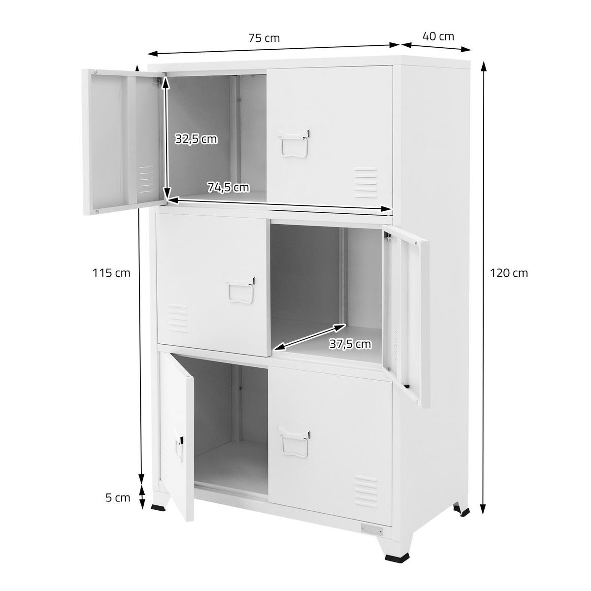 AKTENSCHRANK 75x40x120 cm Weiß aus Stahl - Weiß, Metall (40/120/75cm) - ML-DESIGN