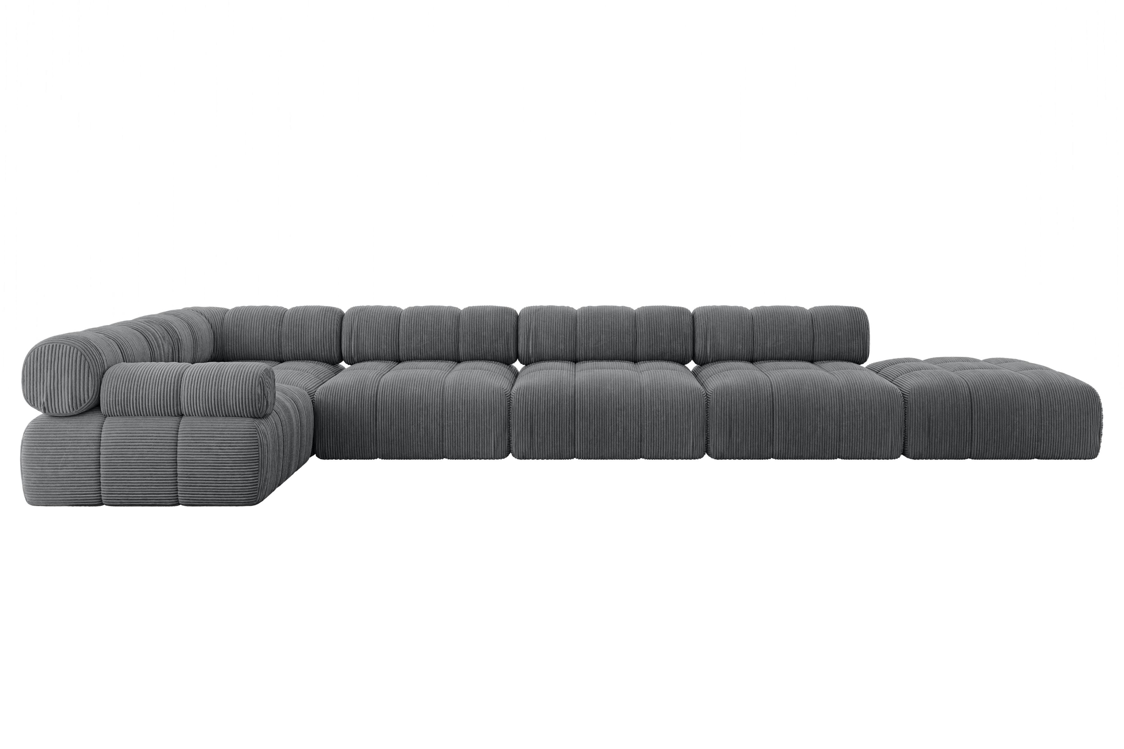 ECKSOFA modulares Sofa Felto-L3 - 475x190x70 cm Dunkelgrau Cord - Dunkelgrau, Holzwerkstoff/Textil (475/190cm) - ALTDECOR