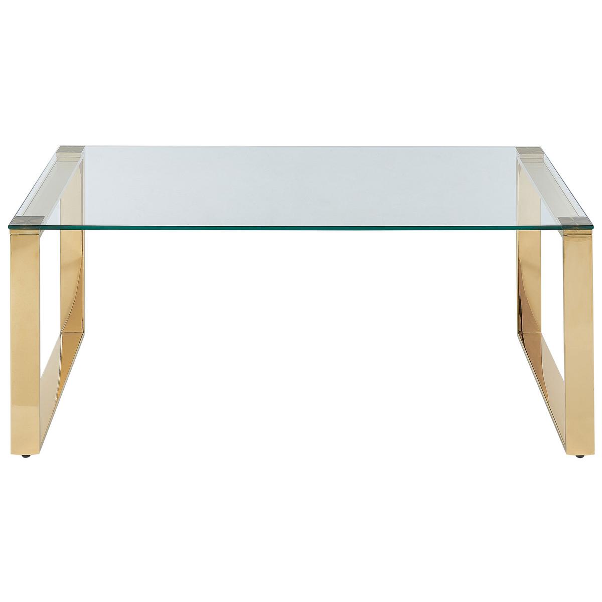 COUCHTISCH mit Glasplatte Gold Tilon - Transparent/Goldfarben, Glas (50/100/40cm) - Beliani