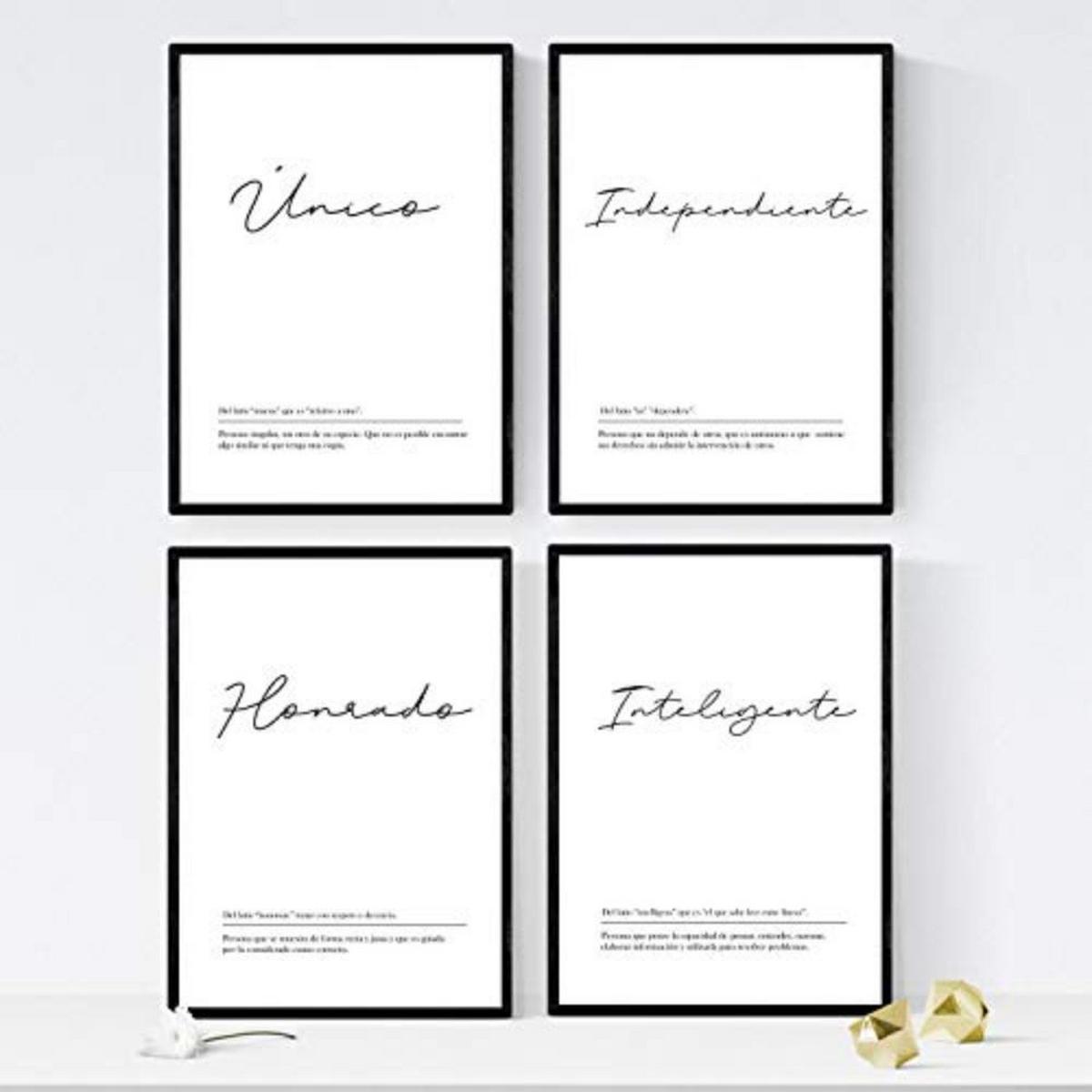 POSTER Set mit 4 Definitionen von meinen Freund Paar Jahrgang A3 Schwarzer Rahmen - Schwarz, Papier (29.7/3cm) - Nacnic