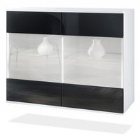 KOMMODE Bari Schwarz Hochglanz - Schwarz Hochglanz, Holzwerkstoff (92.5/73.5/35cm) - Vladon