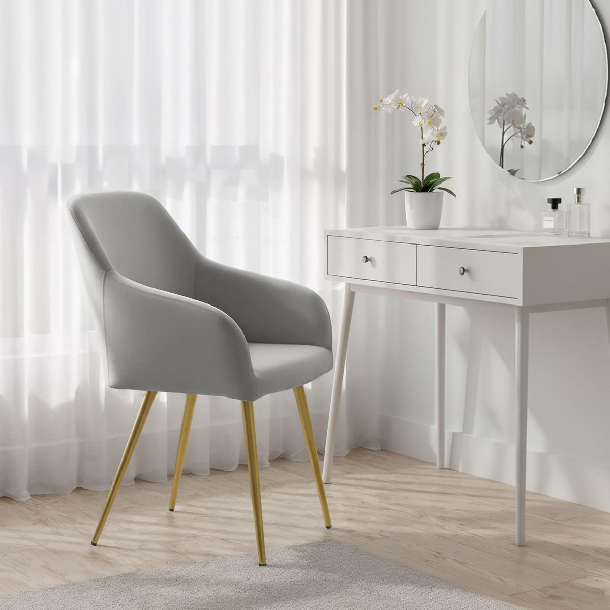 POLSTERSTUHL 6er Set, Metallbeine Grau, Gold 54,5/83/58 - Grau, Textil (55/83/51cm) - RAUMHIRSCH FURNITURE