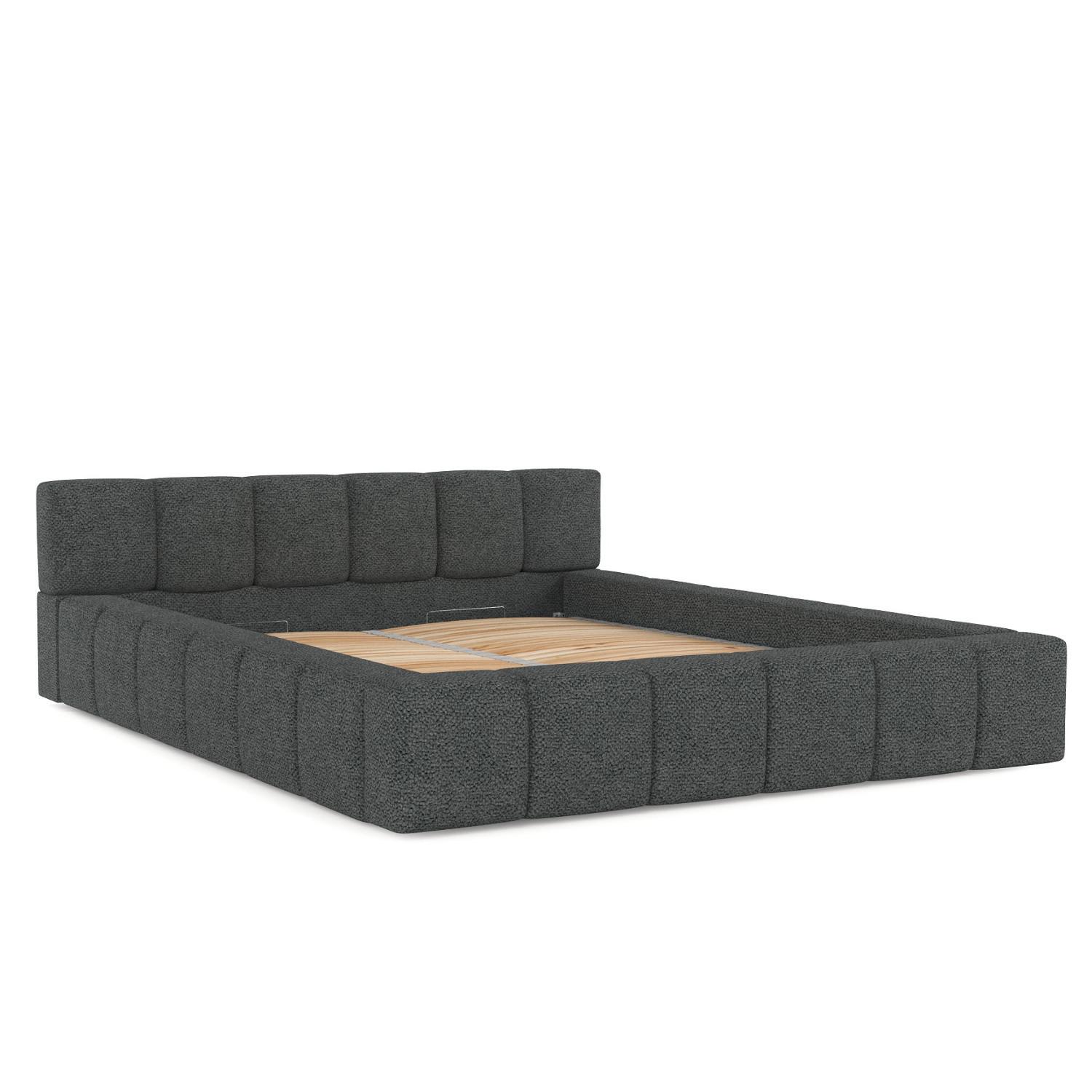 POLSTERBETT Milos mit Stauraum 180/200 cm Anthrazit im Bubble Stoff - Anthrazit/Schwarz, Holz/Holzwerkstoff (180/200cm) - AltaBeds