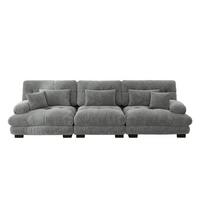 SOFA Stoff – 3-Sitzer mit Kissen - Grau, Holzwerkstoff/Textil (313/81/77cm) - Urban Meuble