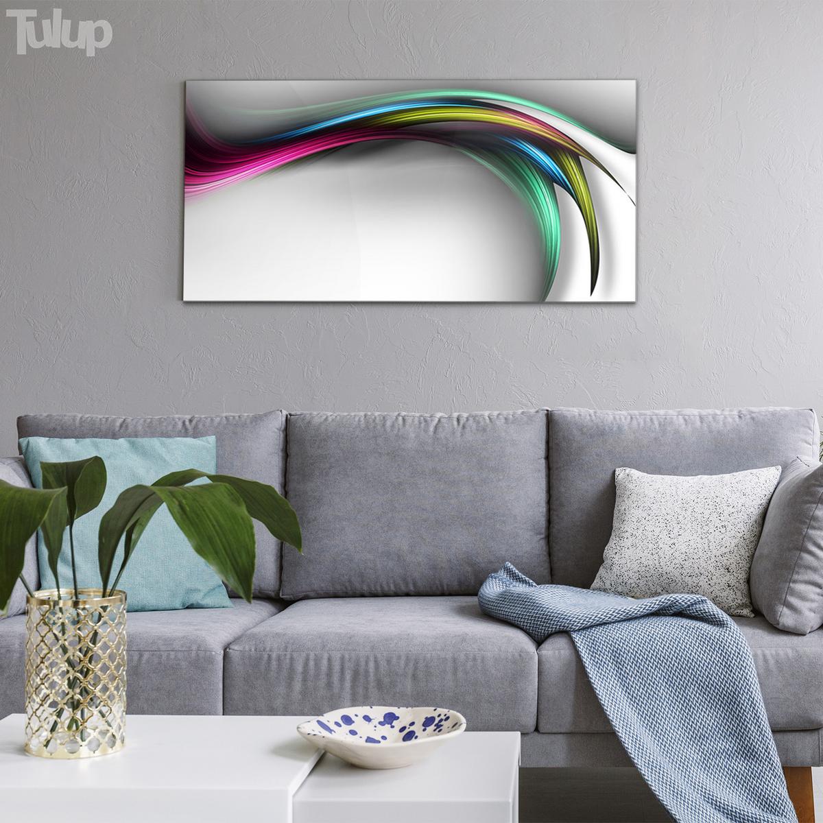 GLASBILD 120x60 cm Linienkunst - Pink, Glas (120/60cm) - TULUP