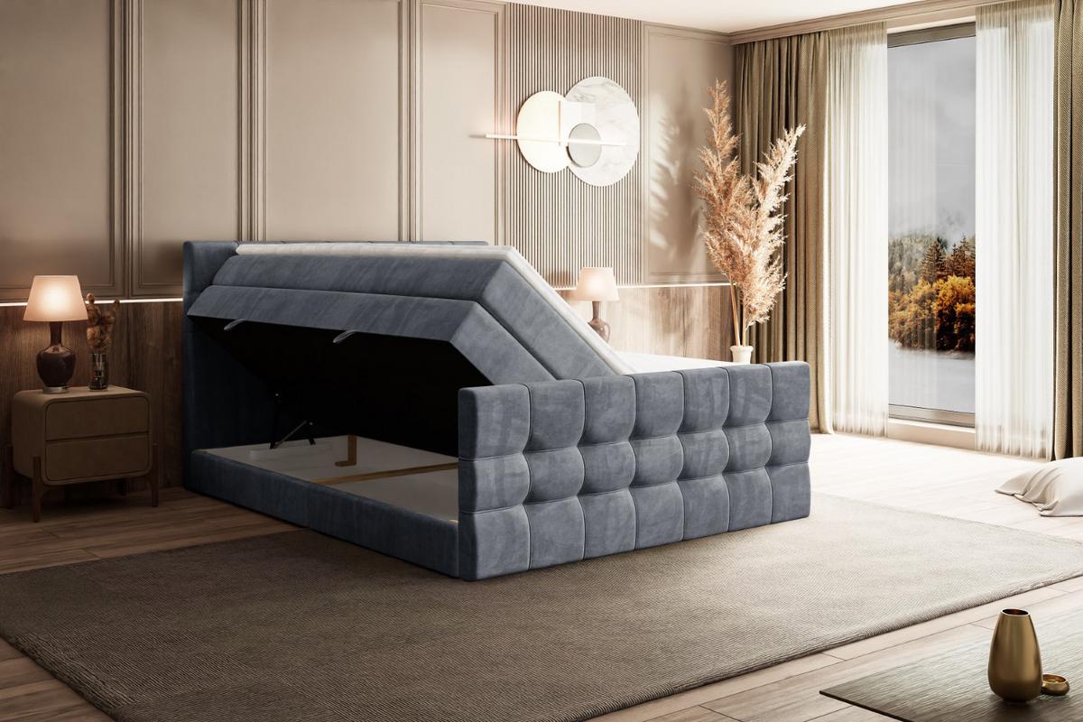 BOXSPRINGBETT BERO-Z KING - 140 x 200 - H3/H4 - Grau - Grau, Holzwerkstoff (140/200cm) - ALTDECOR