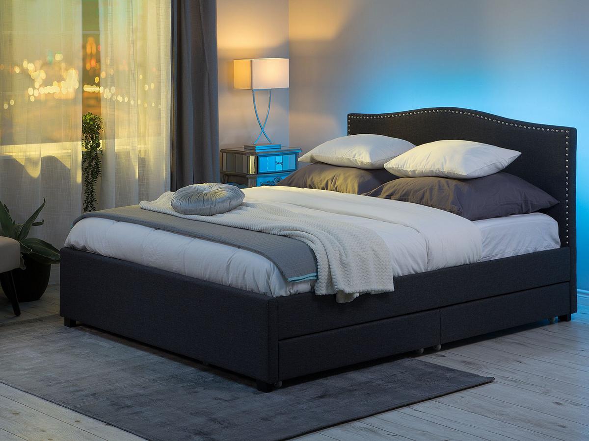 POLSTERBETT 180/200cm Dunkelgrau Montpellier - Dunkelgrau, Textil (180/200cm) - Beliani
