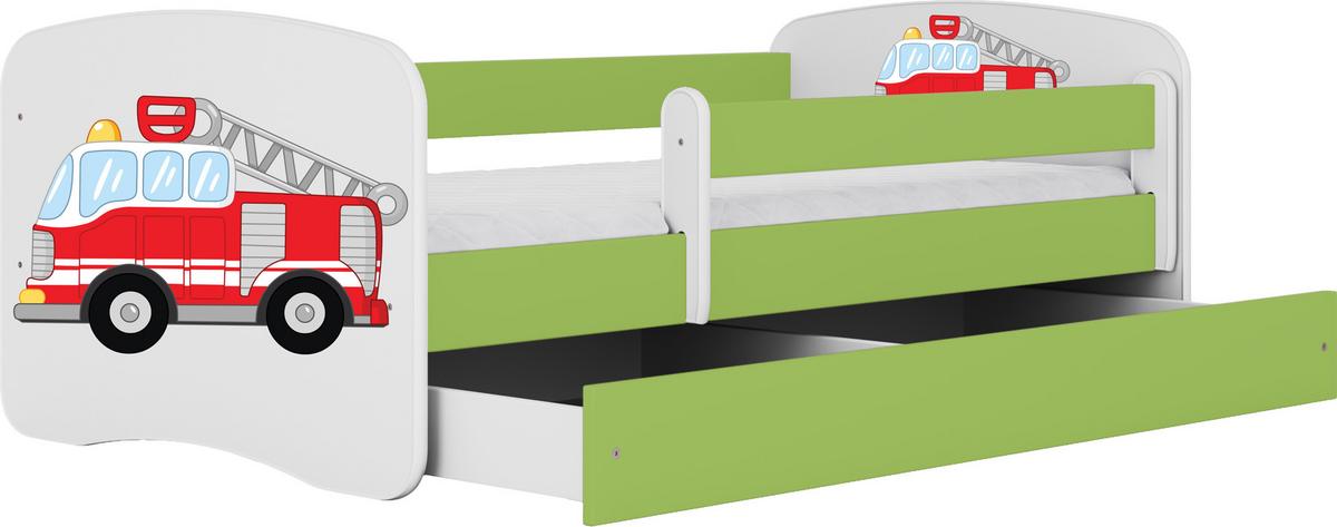 KINDERBETT Emily mit Schublade und Matratze, Grün 70x140 cm - Rot, Holzwerkstoff (140/70cm) - WFL GROUP