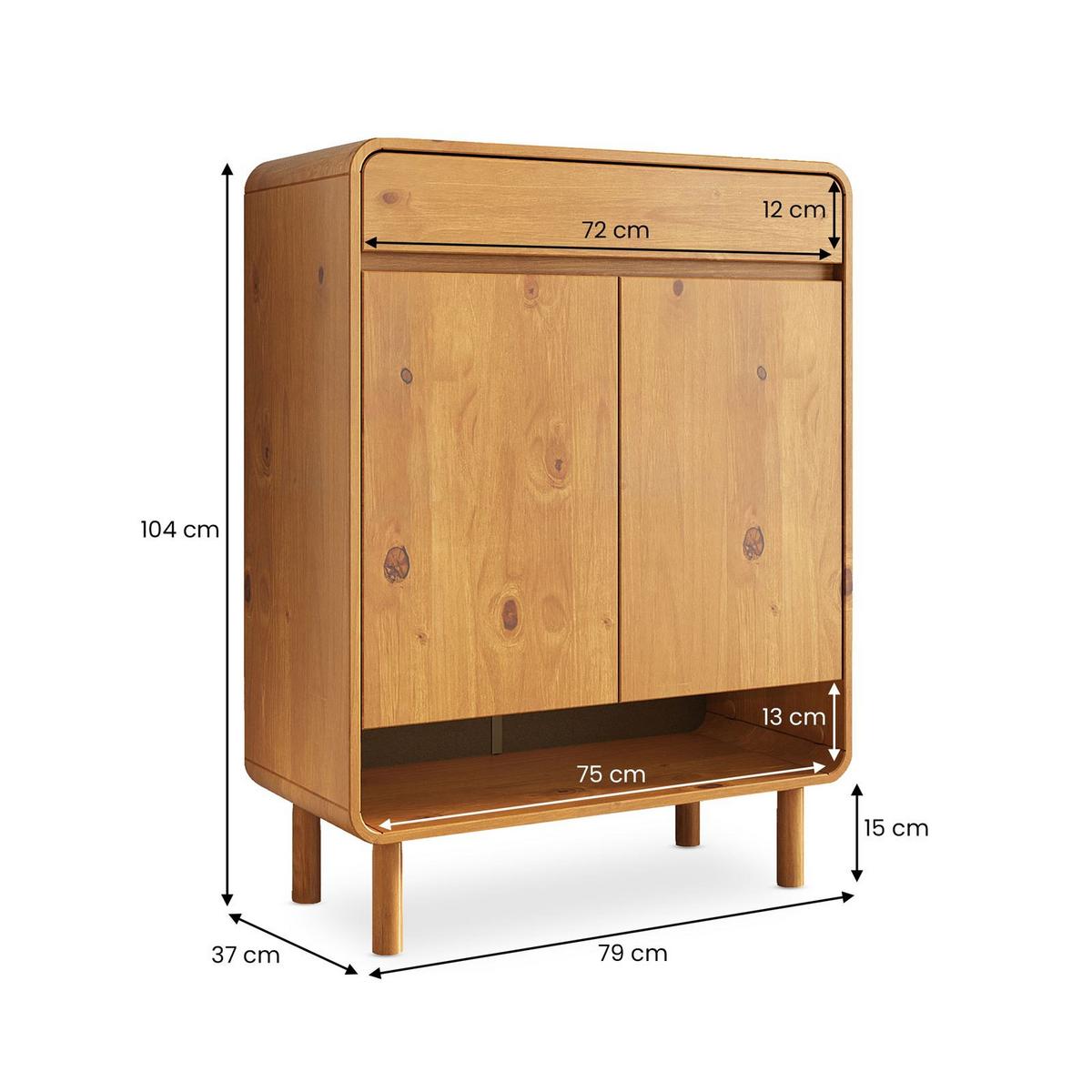 SCHUHSCHRANK JUAN Eiche - Eichefarben, Holz (79/104/37cm) - IDIMEX