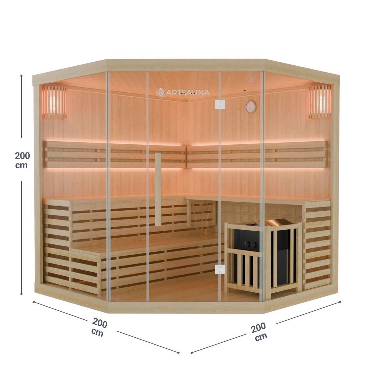 SAUNAKABINE Espoo200 Premium - Naturfarben, Holz (200/200/200cm) - Artsauna