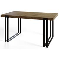 ESSZIMMERTISCH ROSA 200X90X77 cm, Farbe: LEFKAS, mit Metallbeinen in Farbe Schwarz - Dunkelbraun/Schwarz, Holzwerkstoff (200/90/77cm) - Alpi-Möbel