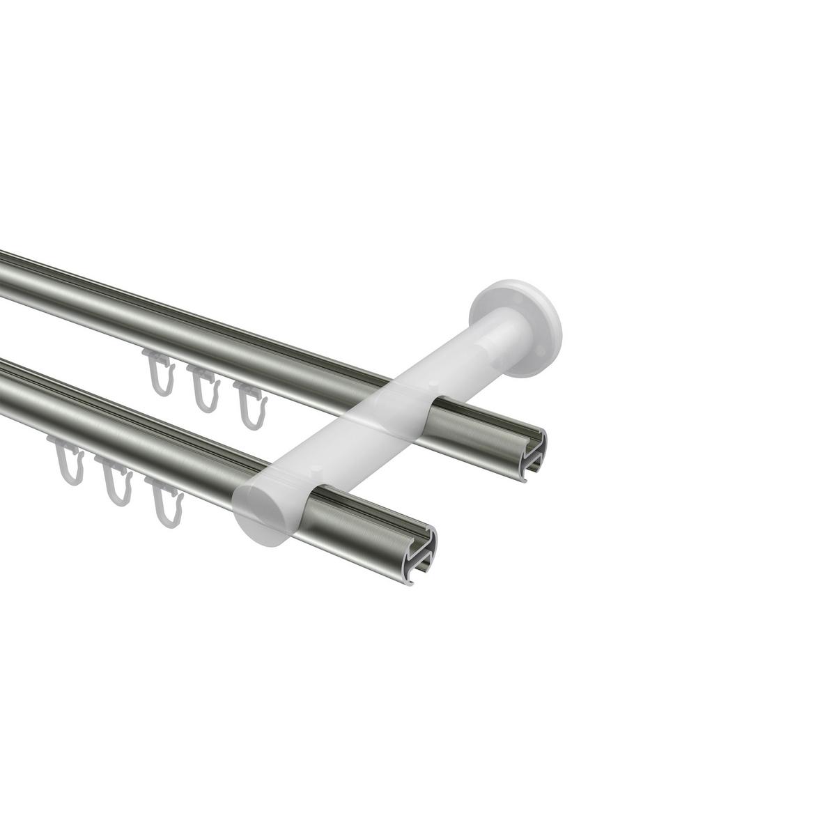GARDINENSTANGE INNENLAUF Platon Verano 600 cm (geteilt in 3 x 200 cm), 2-läufig, 20 mm Ø Edelstahl-Optik - Edelstahlfarben/Silberfarben, Metall (600cm) - INTERDECO