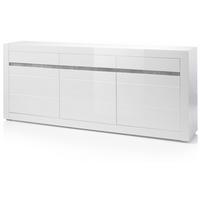 SIDEBOARD Hochglanz weiß, mit weiß oder grau, große Anrichte 217 cm Soft-Close-Funktion - Weiß Hochglanz/Weiß, Holzwerkstoff/Kunststoff (217/90/42cm) - Furn.Design