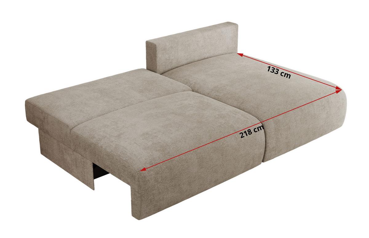 ECKSCHLAFSOFA VIVO L Beige Struktur - rechts - Beige/Schwarz, Kunststoff/Textil (150/223cm) - MKS