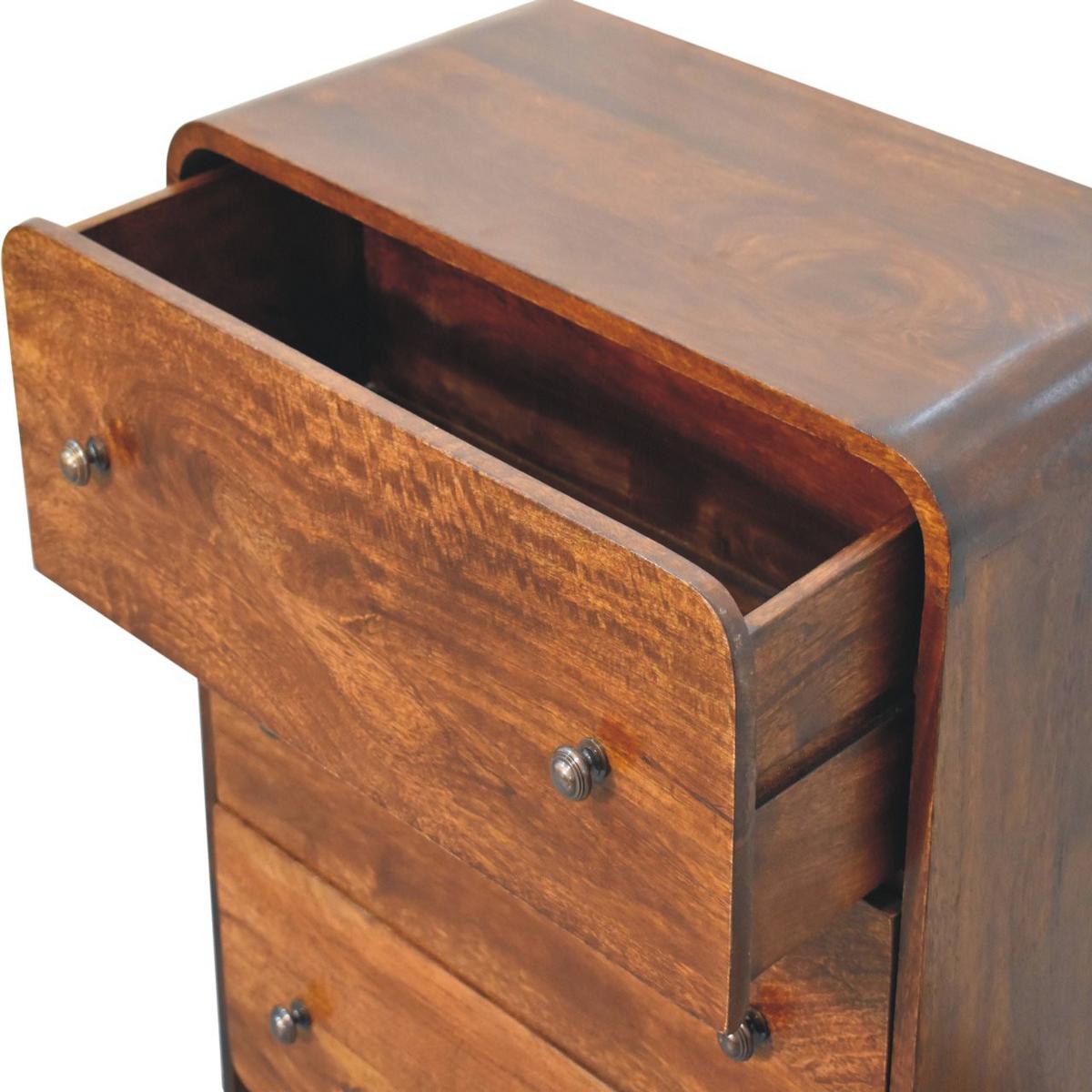 KOMMODE Aspen Schlank, 3 Schubladen, Dunkelbraun - Messingfarben/Braun, Holz/Metall (70/80/35cm) - Artisan Furniture