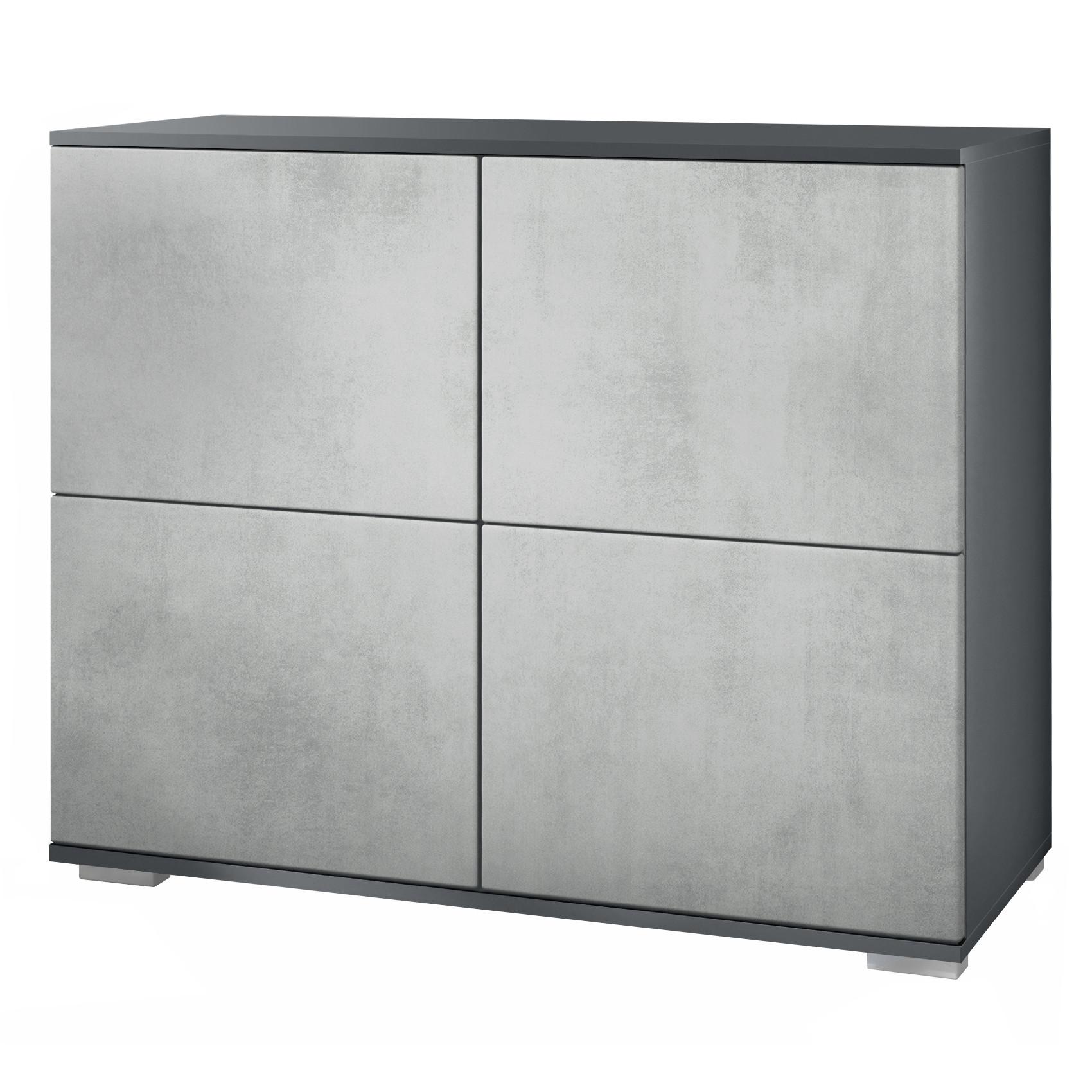 KOMMODE Rova Beton Oxid Optik - Hellgrau, Holzwerkstoff (92.5/75.5/35cm) - Vladon