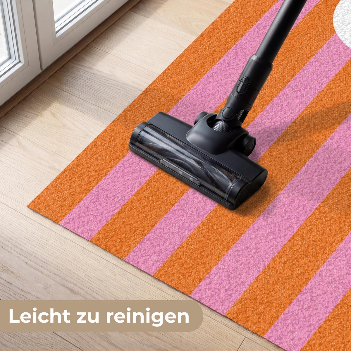 FUSSMATTE Ciao - Zitat - Streifen Sauberlaufmatte 180x120 cm - Orange, Kunststoff (180/0.4cm) - MuchoWow