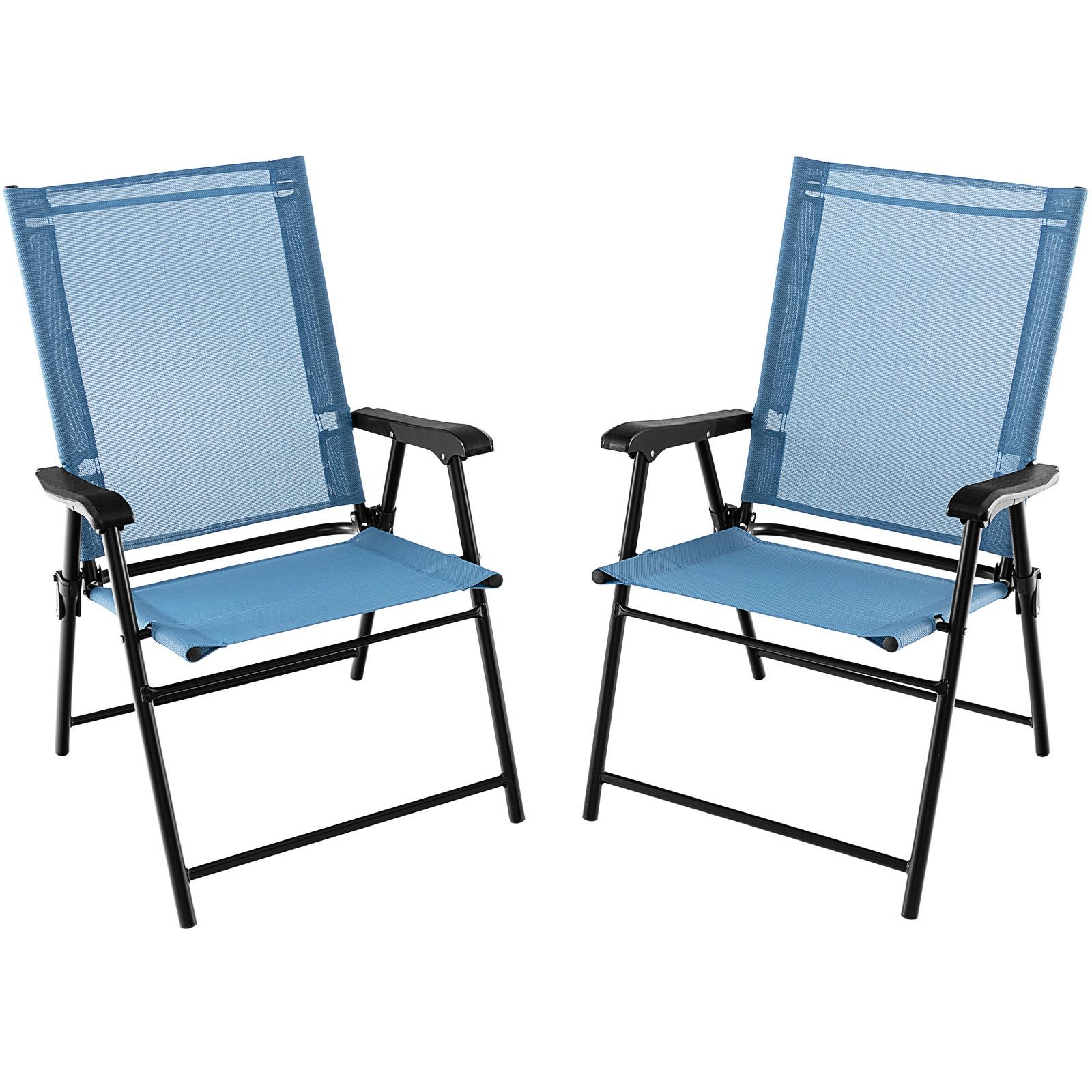 KLAPPSTÜHLE Blau(2er-Set) - Blau, Metall (65/93/60cm) - COSTWAY