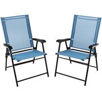 KLAPPSTÜHLE Blau(2er-Set) - Blau, Metall (65/93/60cm) - COSTWAY