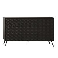 SIDEBOARD Delvine 3T Schwarz 154/78/38 cm – mit schwarzen Beinen und 3 verzierten Türen - Schwarz, Holzwerkstoff (154/78/38cm) - AX Living