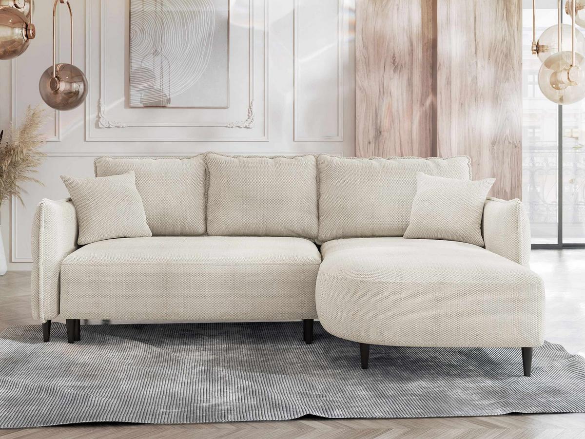 ECKSOFA Sycylia, Seite: Rechts - Creme/Schwarz, Holz/Textil (165/244cm) - MIRJAN24