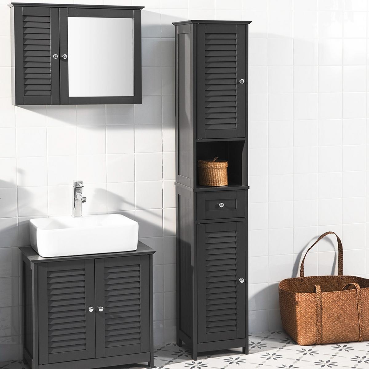 HOCHSCHRANK Dunkelgrau - Grau, Holzwerkstoff (32/170/30cm) - SoBuy