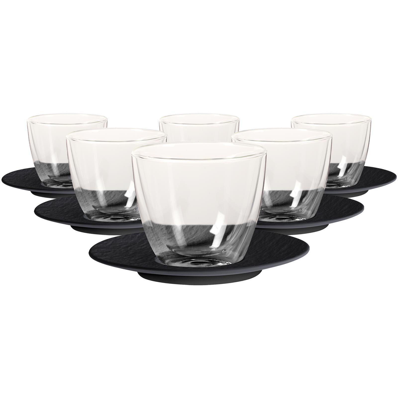 CAFÉ AU LAIT-SET Manufacture Rock schwarz 250 ml 6er Set - Schwarz, Glas/Keramik (0.25L) - Villeroy & Boch