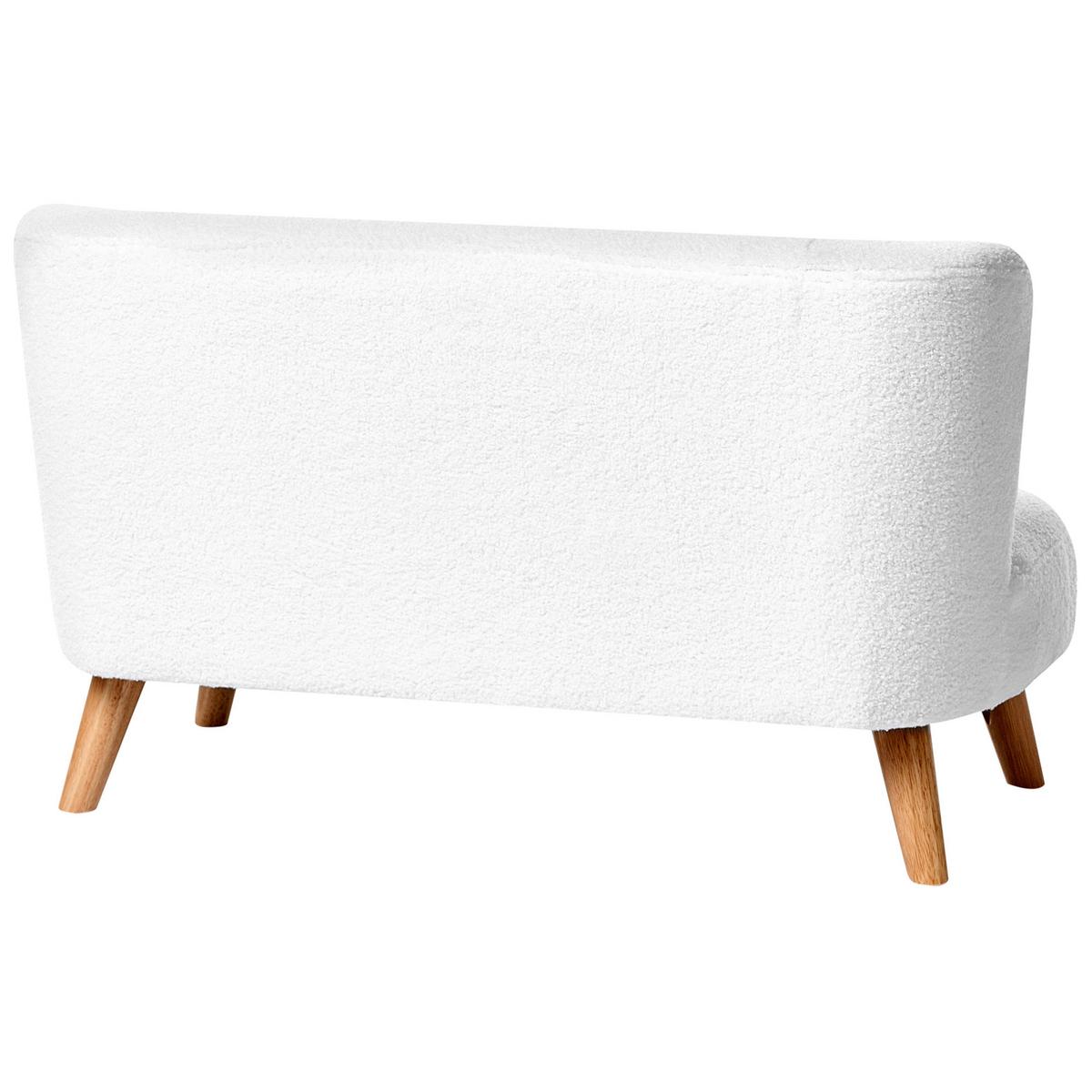 KINDERSOFA Bouclé Weiß Lote - Hellbraun/Weiß, Textil (94/59/57cm) - Beliani