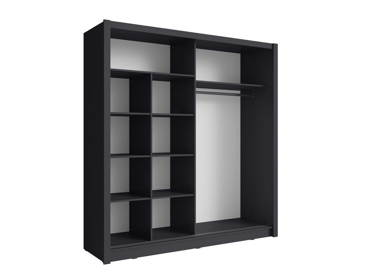 SCHWEBETÜRENSCHRANK FRISKA 204,4/214,4/62cm 2-türig mit Spiegel Grau - Grau, Holzwerkstoff (204.4/214.4/62cm) - MASSENO