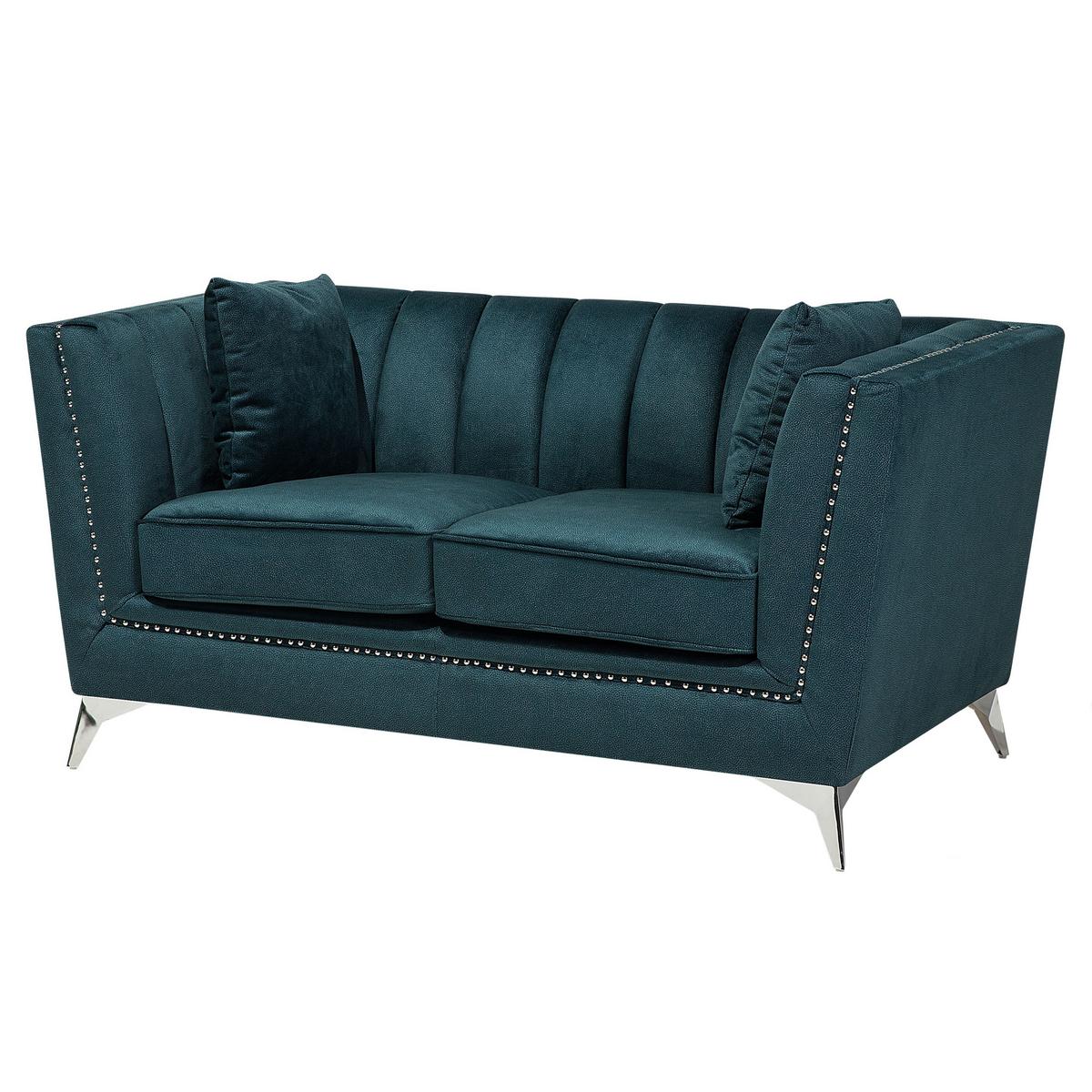 SOFA-SET 5-sitzer Samtstoff Blau Gaula - Blau, Textil (211/77/80cm) - Beliani