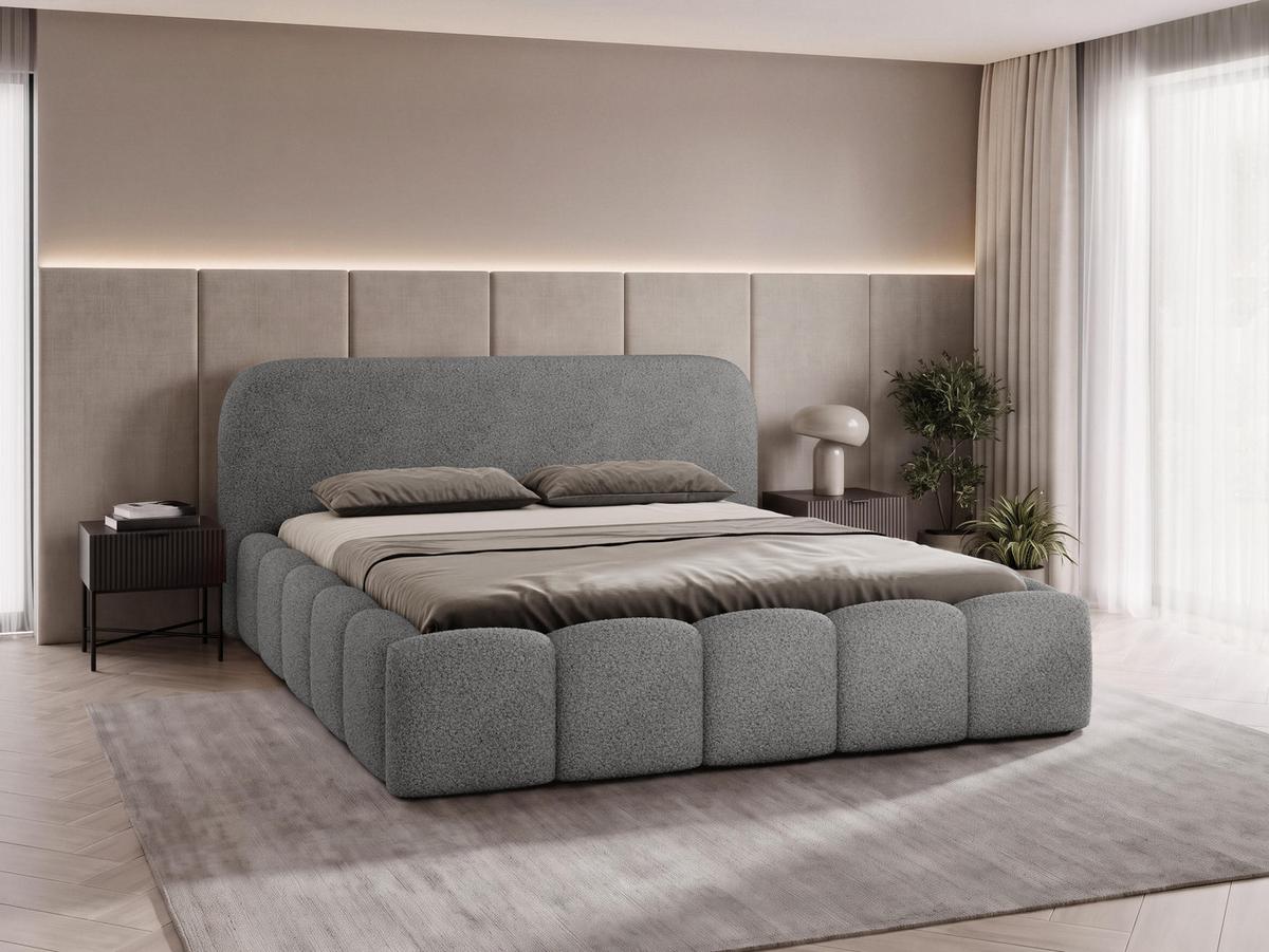 POLSTERBETT Refola Boucle - Schwarz/Naturfarben, Holz/Holzwerkstoff (140/200cm) - MIRJAN24