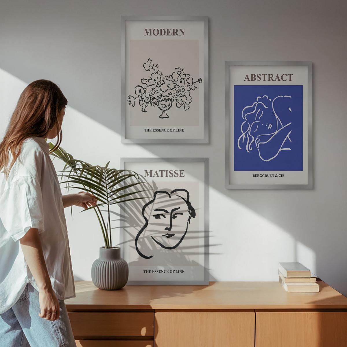 BILDER SET 3er Set - 40x60 cm Silberner Rahmen - Matisses moderne Plakate - Silberfarben, Kunststoff (40/60cm) - TULUP
