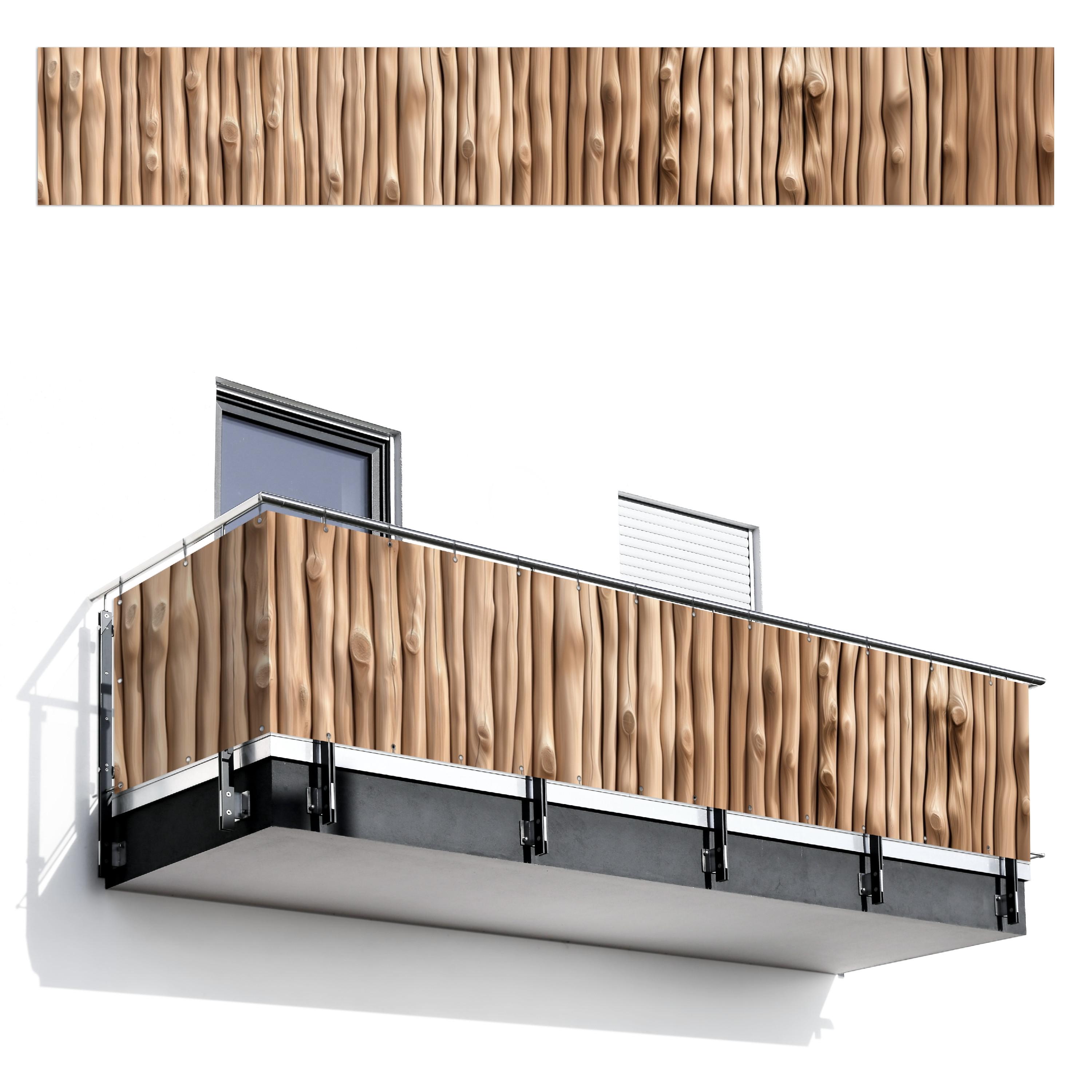 BALKON-SICHTSCHUTZ Holz - Stiel - Hellbraun Groß 500x80 cm - Ahornfarben, Kunststoff (500/80cm) - MuchoWow
