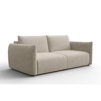 SOFA TAUER 3-Sitzer, Bouclé-Stoff beige - Beige/Schwarz, Holz/Textil (206/84/112cm) - Courtois Laville