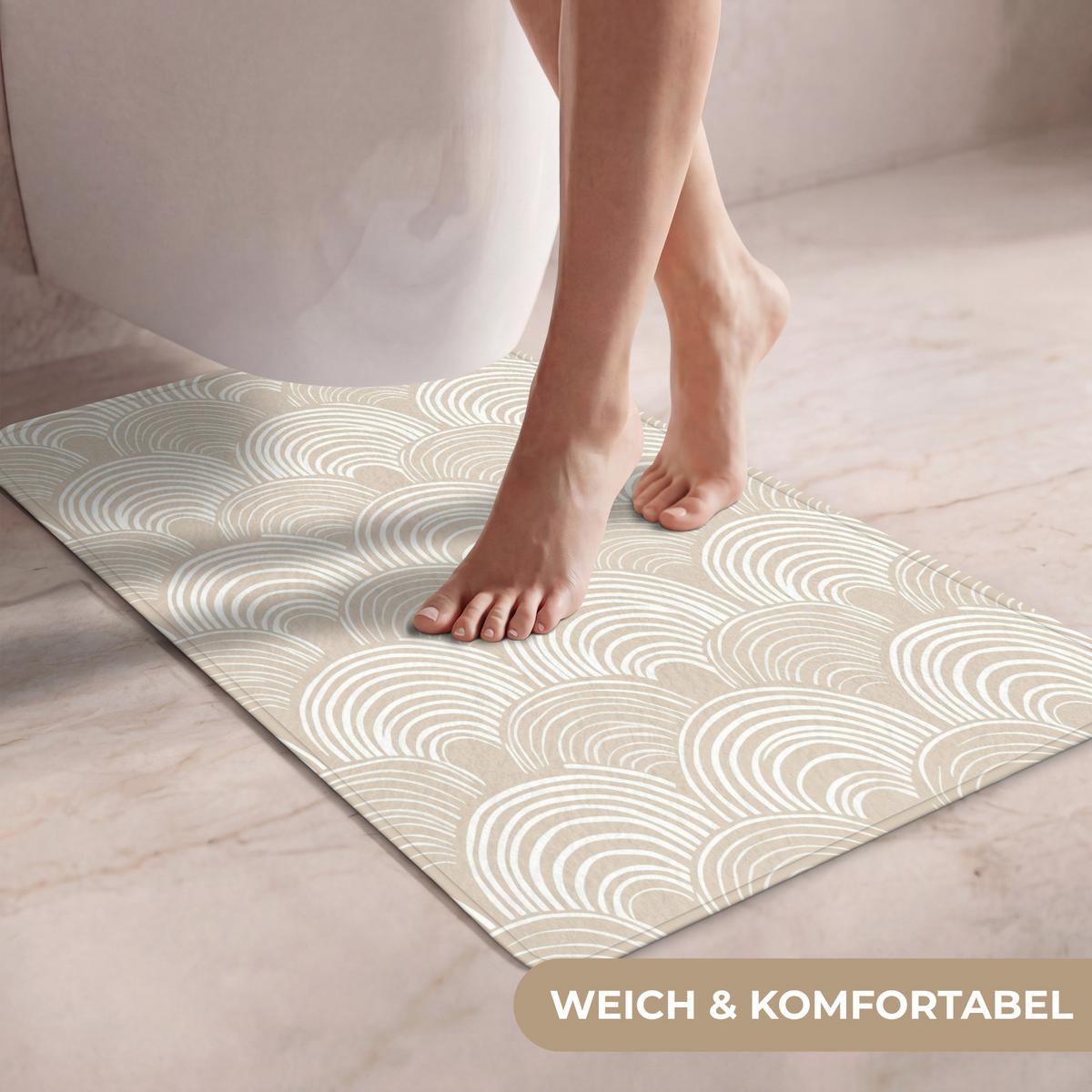 WC-VORLEGER Wellen - Textur - Beige WC Teppich 50x80 cm - Kaschmir, Textil (50/1cm) - OnlyWow
