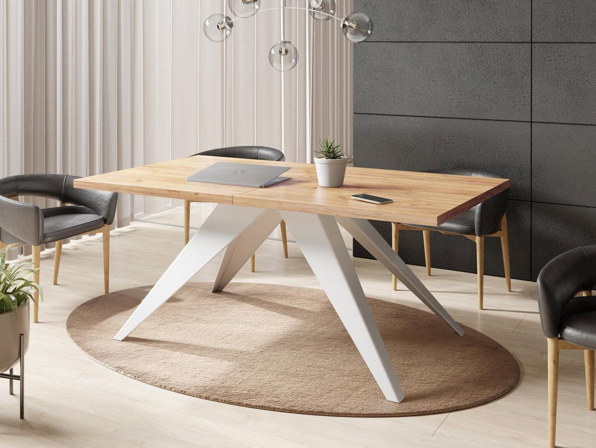ESSTISCH Vance Weiß rechteckig ausziehbar, Craft Eiche 140-240/80/76 cm - Eiche Wotan/Weiß, Holzwerkstoff/Metall (80/240/76cm) - WFL GROUP