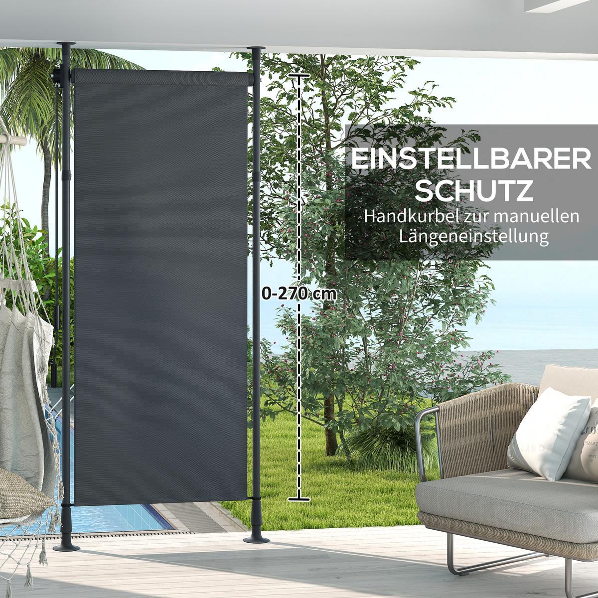 SENKRECHTMARKISE, Polyester, Dunkelgrau - Dunkelgrau, Metall (2.8/310/120cm) - Outsunny
