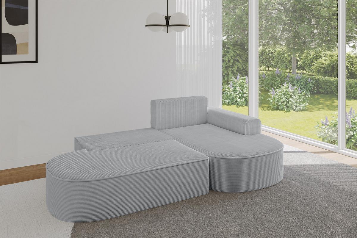ECKSOFA mit Schlaffunktion und Bettkasten Ottomane Rechts MARI-L1-S - 283x167x73 cm Grau Cord - Graphitfarben/Schwarz, Holzwerkstoff/Kunststoff (167/283cm) - ALTDECOR