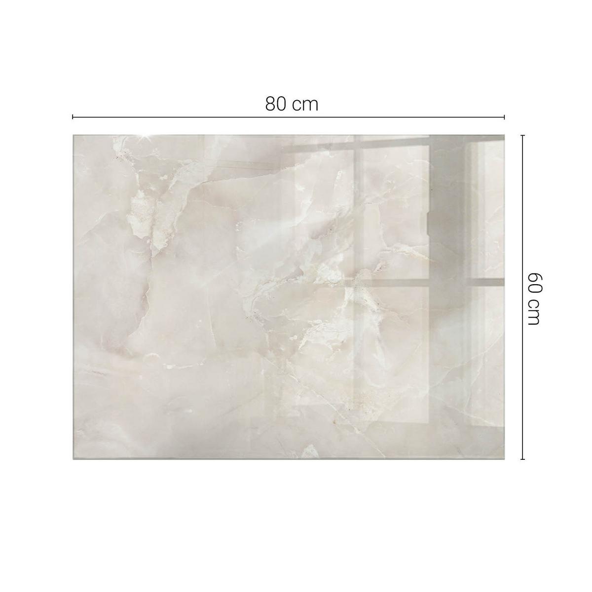 TISCHPLATTE 80x60 cm Marmorstrukturmuster - Creme, Glas (0.4/80/60cm) - TULUP