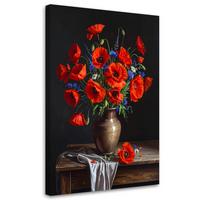 LEINWANDBILD Blumen 30x45cm - Rot, Textil (30/45cm) - Feeby