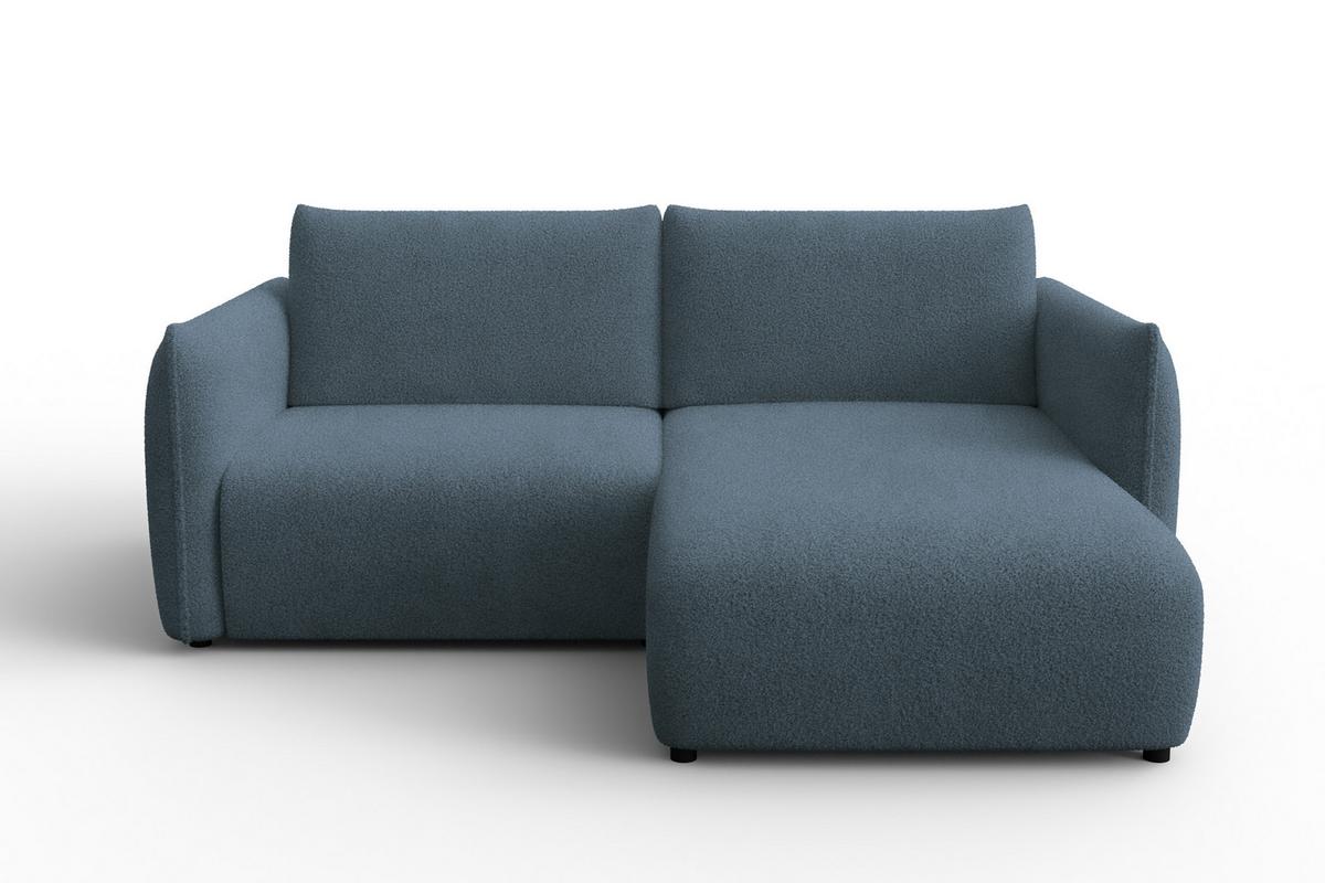 ECKSOFA TAUER 3-Sitzer RECHTS, Bouclé-Stoff blau - Blau/Schwarz, Holz/Textil (206/173cm) - Courtois Laville