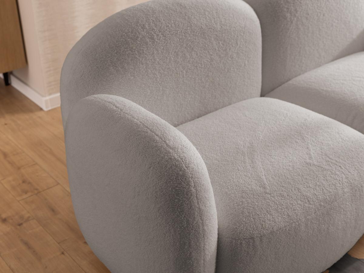 ECKSOFA Nuvola mit abgerundetem Design Hellgrau Bouclé-Stoff - Ottomane Rechts - Hellgrau/Schwarz, Holz/Kunststoff (268/146cm) - S-Style Möbel