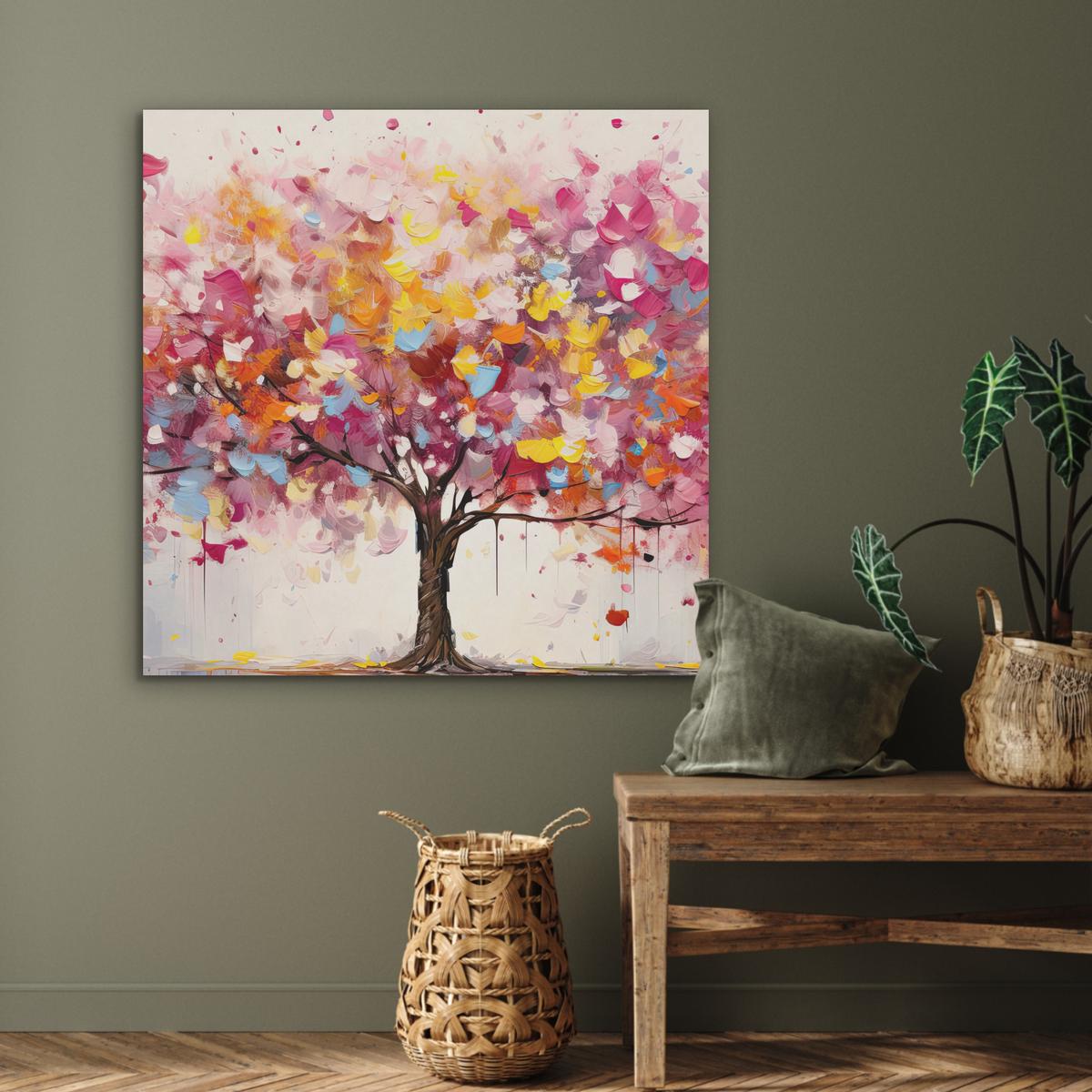 AKUSTIKBILD Aquarell - Baum - Kunst - Abstrakt Akustikpaneele 90x90 cm - Multicolor, Kunststoff (90/90/0.9cm) - MuchoWow