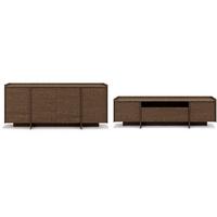 KOMMODE Juni + Lowboard im Japandi Stil, 200 cm, Baltic Storm eiche - Dunkelbraun, Holzwerkstoff (200/90/38cm) - Beautysofa