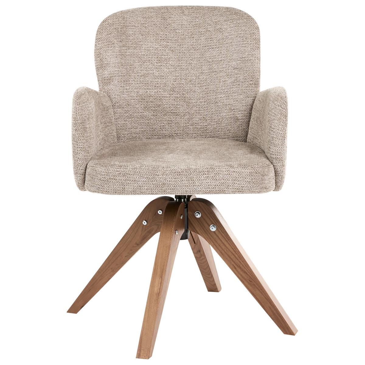 ESSZIMMERSTUHL 2er Set drehbar Stoff Taupe Jean - Taupe, Holz/Textil (64/82/70cm) - Beliani