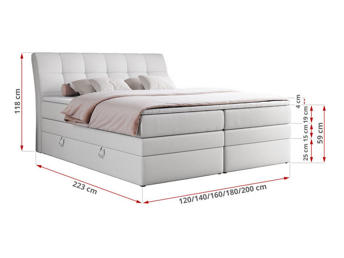 BOXSPRINGBETT GOLD-10 KING 120/200 Weiß Kunstleder - H3 - Weiß, Holz/Textil (120/200cm) - MKS