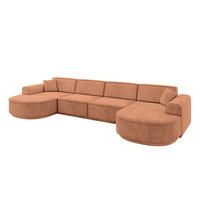 WOHNLANDSCHAFT MARI-U2-v3 - 388x171x83 cm Orange Velours - Schwarz/Orange, Holzwerkstoff/Kunststoff (388/83/171cm) - ALTDECOR