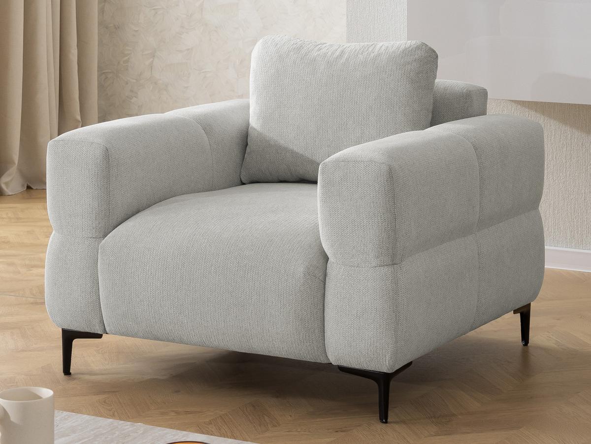 SESSEL Cardea in Bubble-Optik aus weichem Hellgrau Strukturstoff mit hohem Sitzkomfort - Hellgrau/Schwarz, Holz/Textil (102/80/97cm) - S-Style Möbel