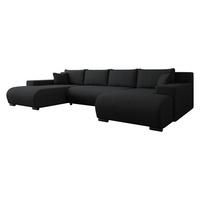 WOHNLANDSCHAFT Nojan U Cord - Schwarz, Holz/Kunststoff (351/80/191cm) - MIRJAN24